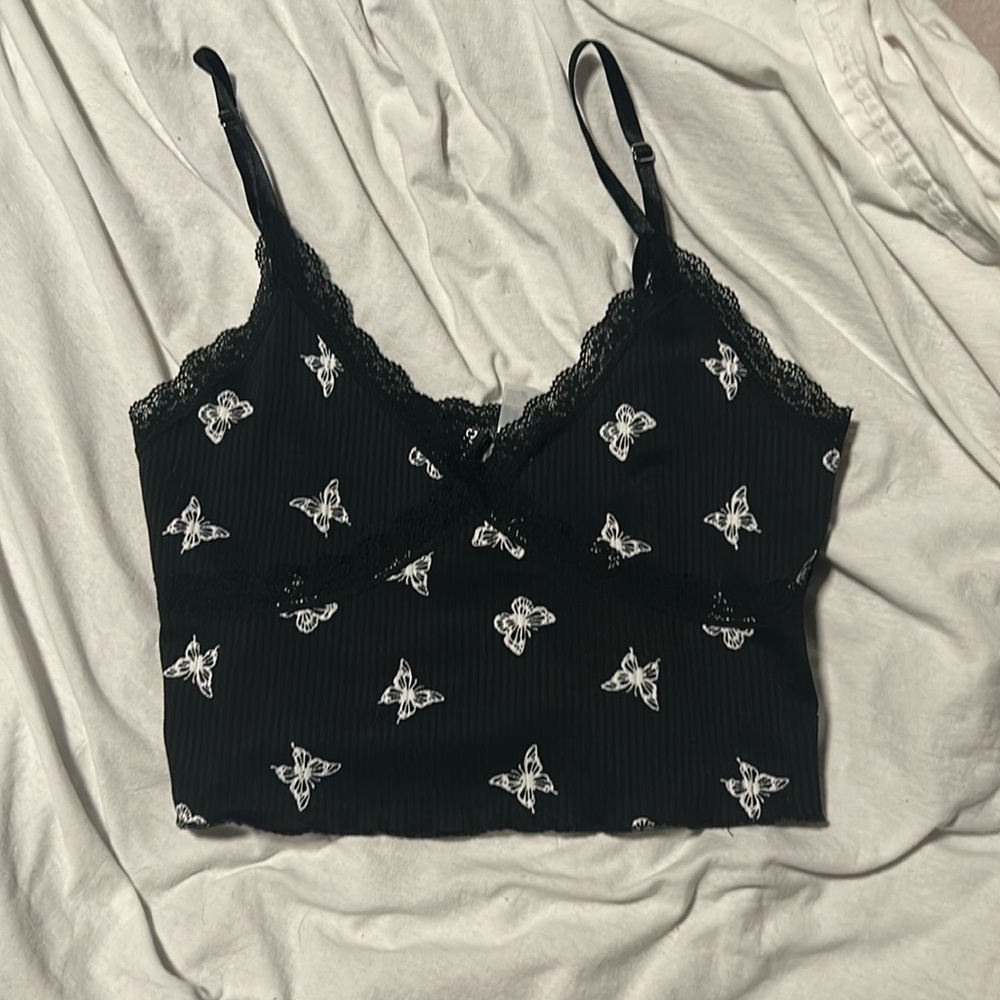 Cropped H&M Butterfly Tank, Size M
